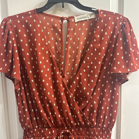 FOURTEEN & 9TH Rust Shirtsleeve Romper - Picture 2 of 7